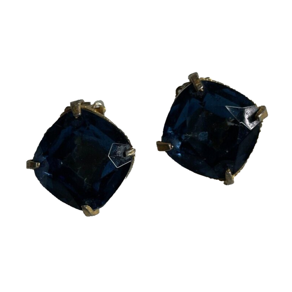 Women's Vintage Faux Sapphire Clip On Costume Jewelry Stud Earrings